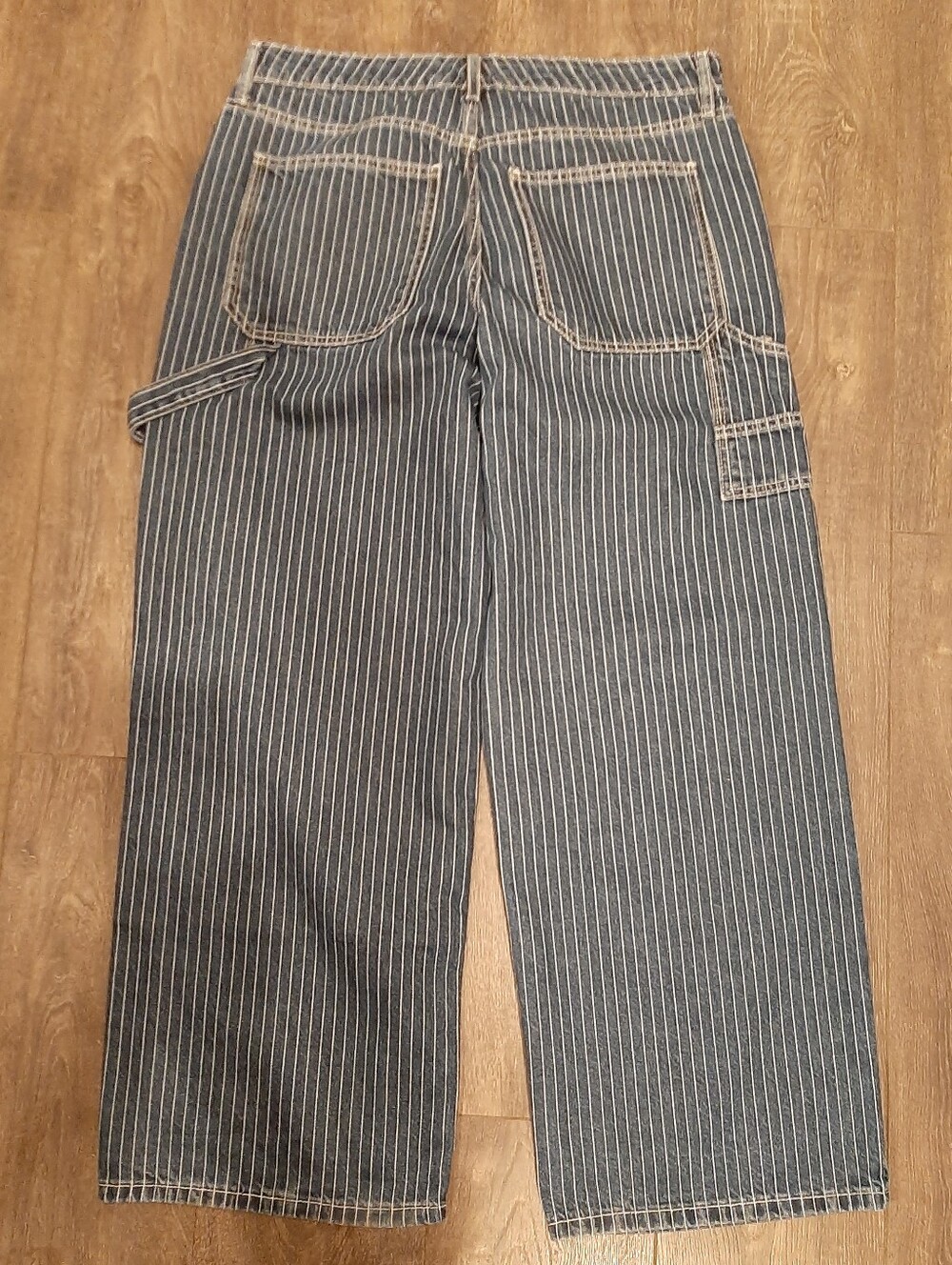 Wild Fable Low Rise Baggy Carpenter Jeans 12R Striped Wide Leg Utility